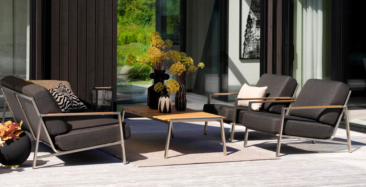 Lounge Garten Sessel NAOS Armlehne Edelstahl Polsterung schwarz