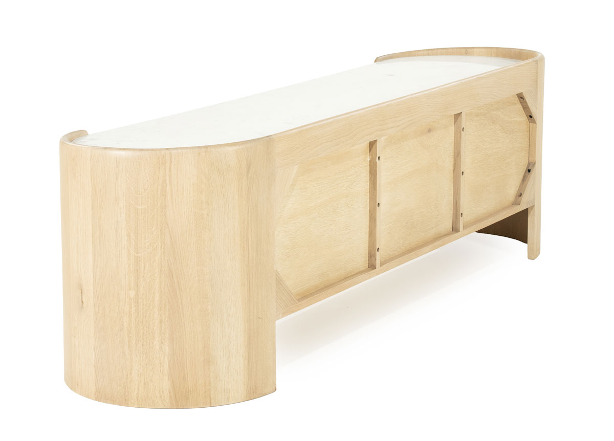 TV Möbel Lowboard Don 165 cm Eiche hell Marmor