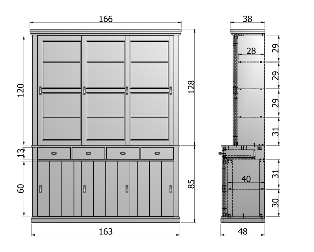 wooog Vitrine LAGOS Schrank weiss Küchenschrank