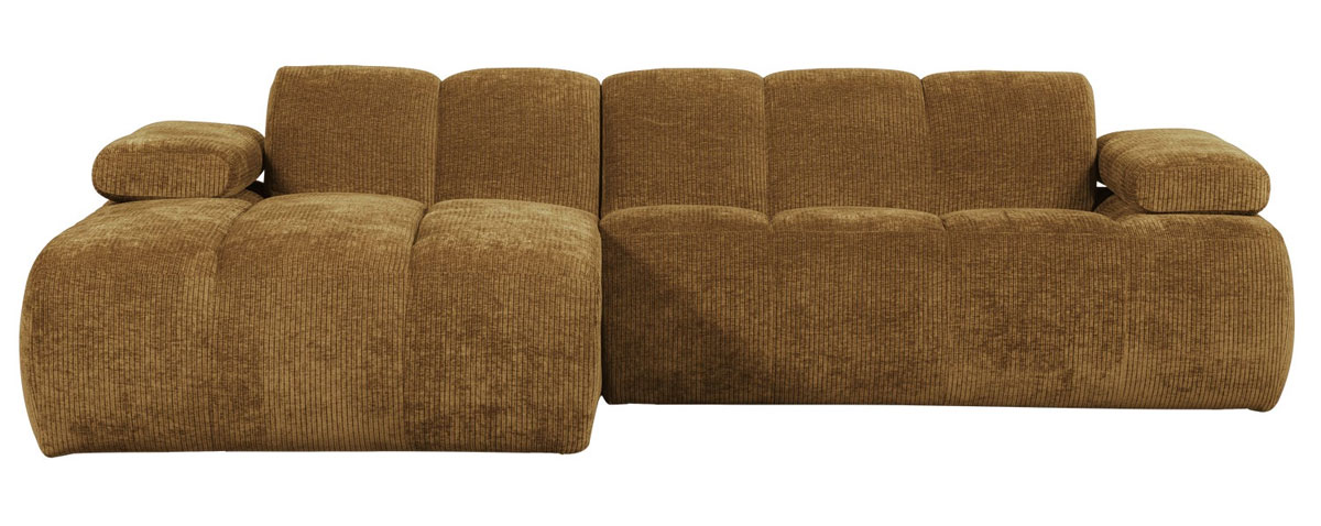 woood Chaiselongue Sofa MOJO links gerippter Stoff honiggelb