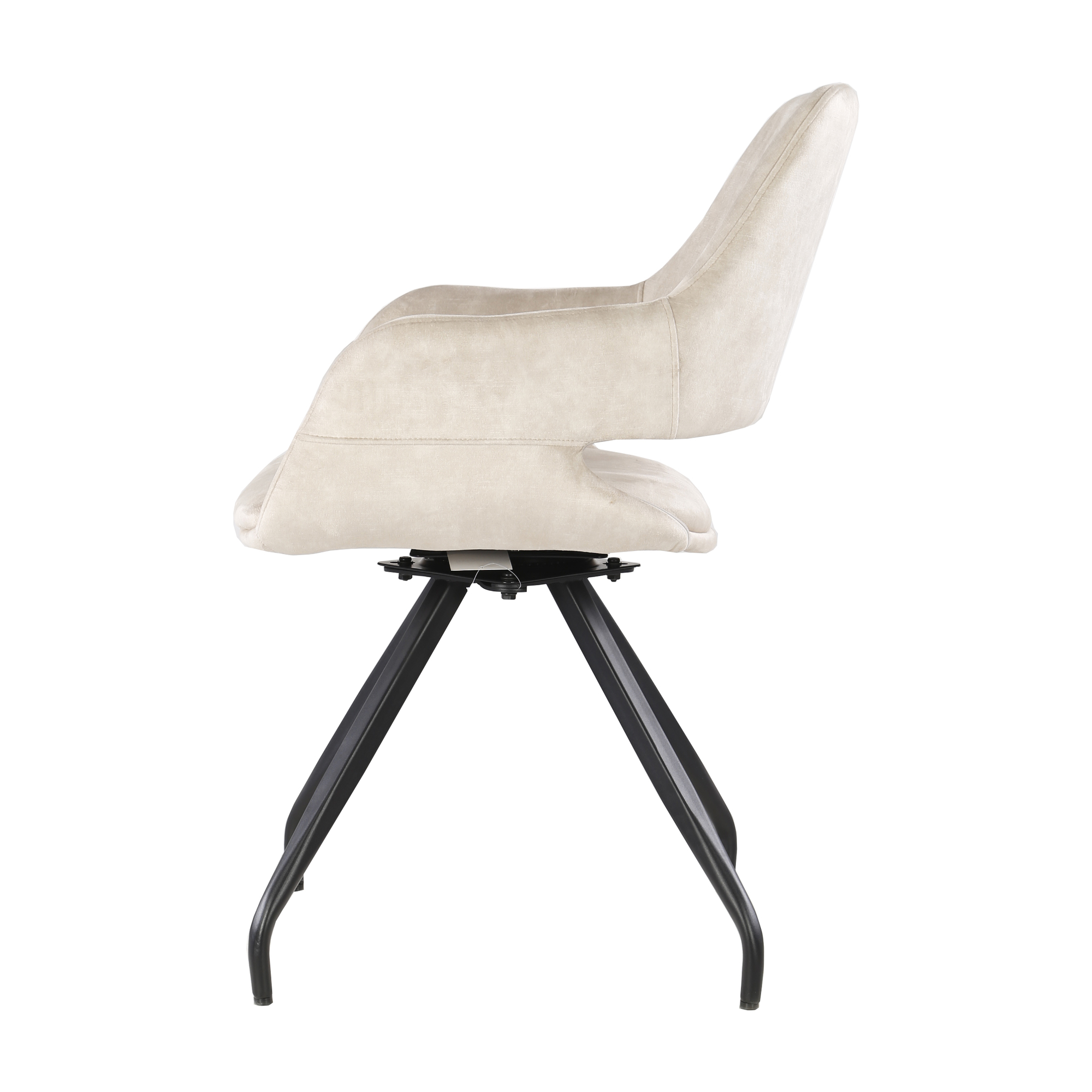 Esszimmerstuhl Capp Drehstuhl Stuhl mit Armlehnen Stoff Samt Beige