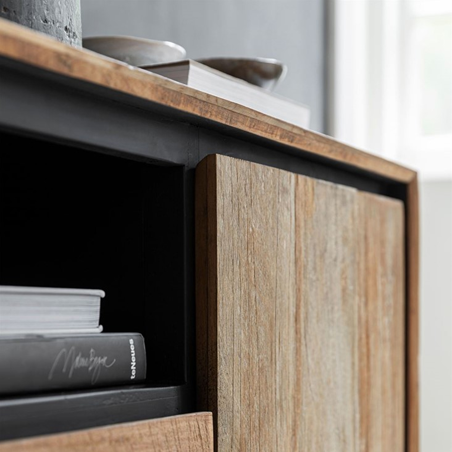 TV Möbel Lowboard 235 cm recyceltes Teakholz massiv