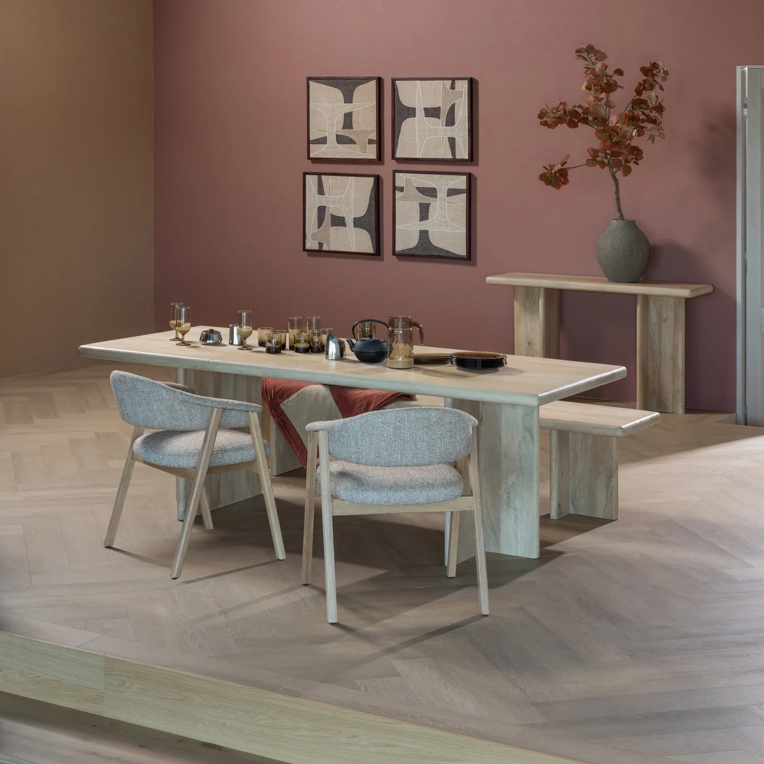 Esstisch ATO 180 x 90 cm Mangoholz mit Maserung natur