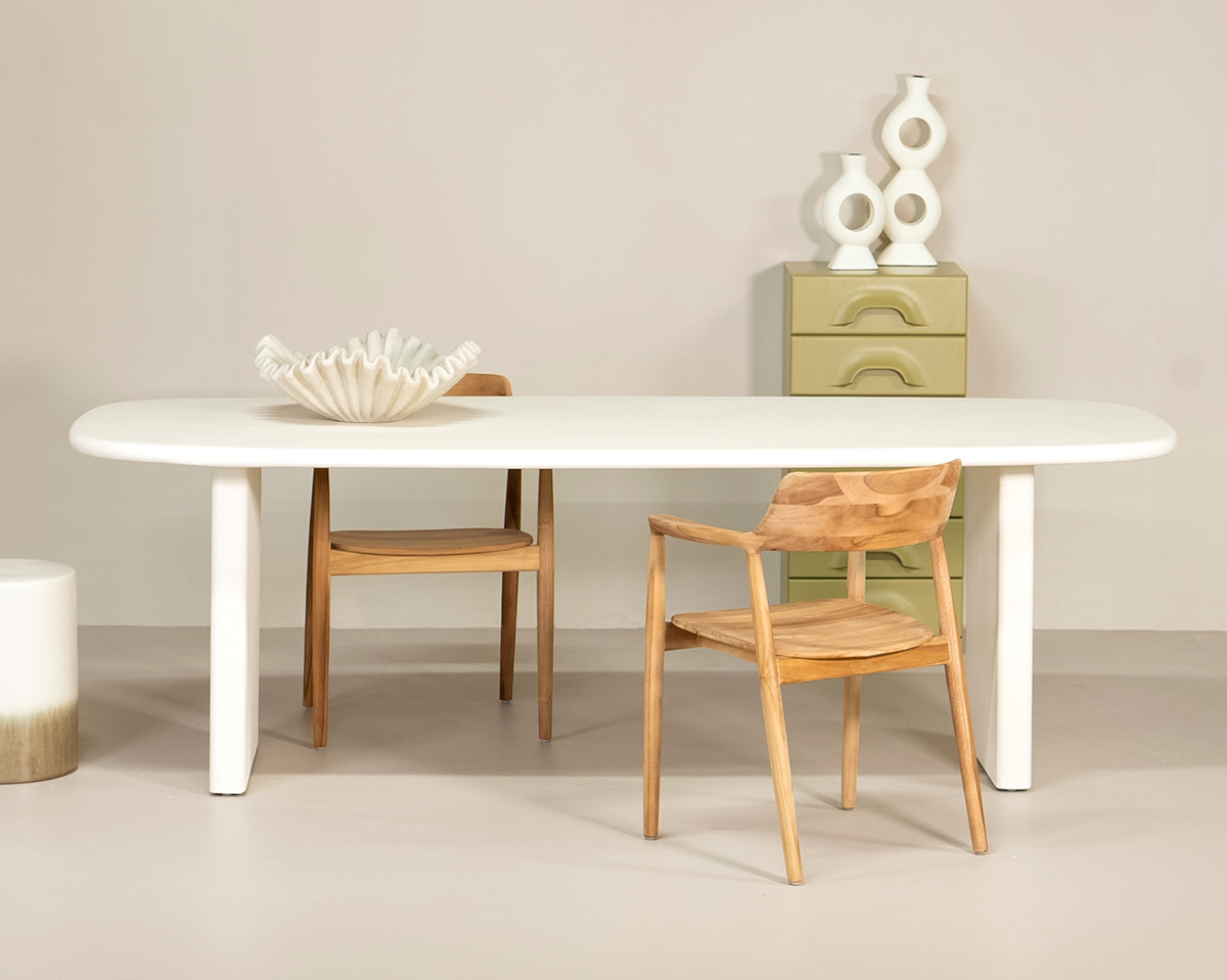 Esstisch AGIN oval 240 x 100 cm beige Beton Look