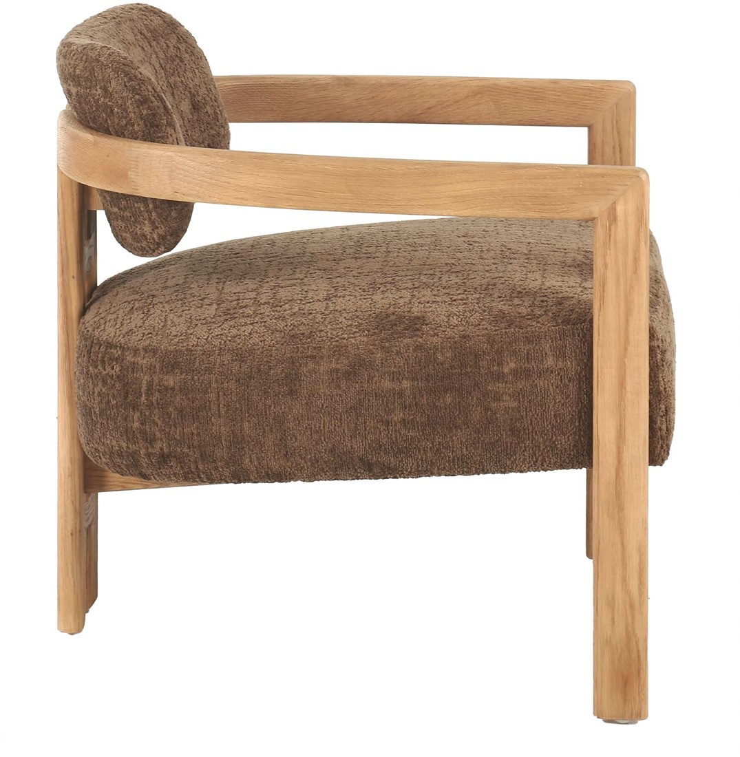 Lounge Sessel Kelly Chenille braun Holzgestell natur