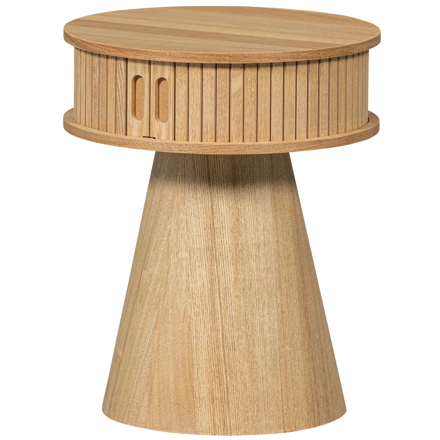 Nachtschränkchen KARRI H 46 cm mit Schiebetüren Pappelholz natur