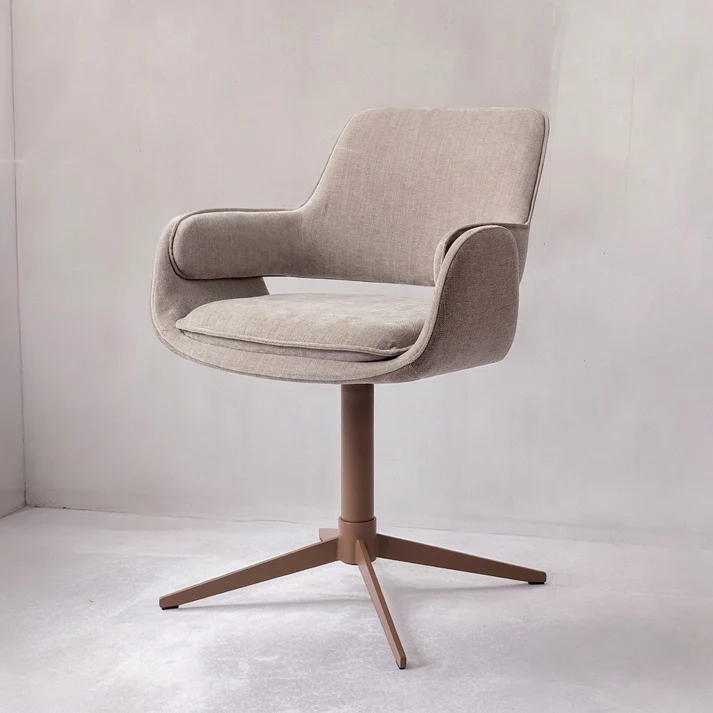 Esszimmerstuhl Oketo drehbar – No Grey Mouse mit Gestell in Metall mattbraun