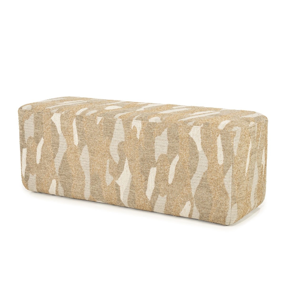 Bank Hocker Rytm 121 cm Stoff taupe mit Muster Sitzbank Sitzpouf