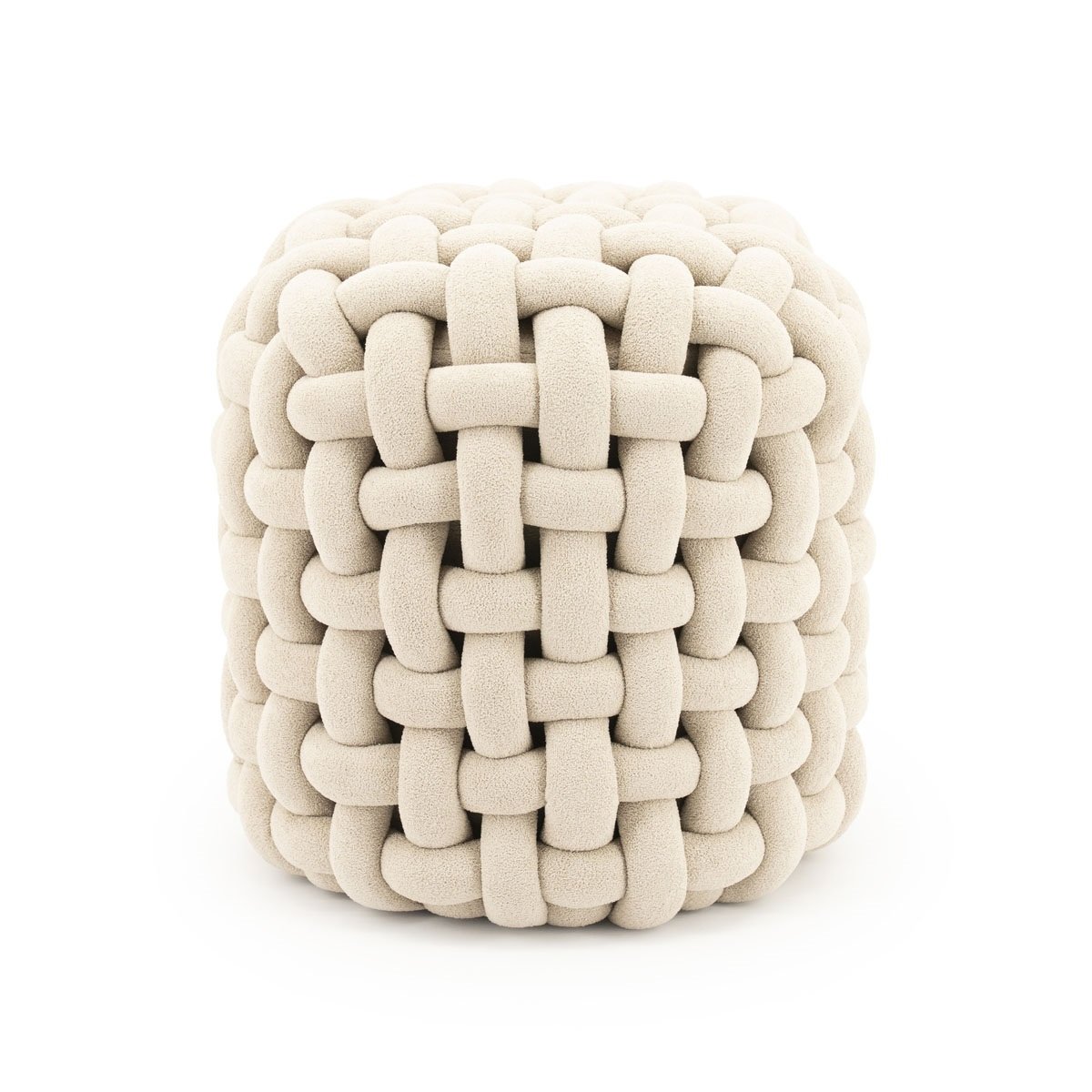 Pouf Poofie Ø 44 cm Wolle beige Hocker Sitzhocker
