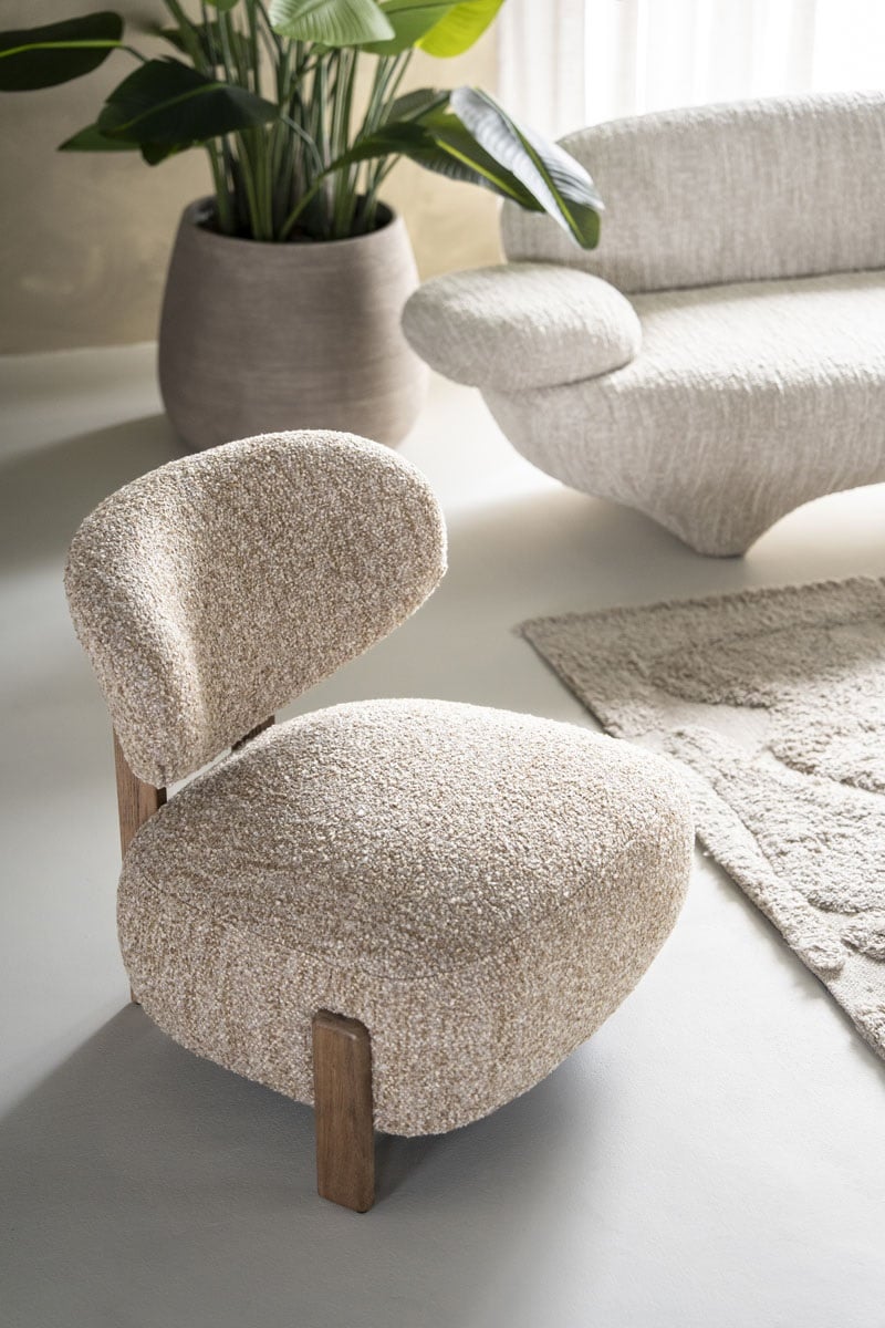 Sessel Reza Eichenholz braun Stoff beige Relaxsessel Fernsehsessel