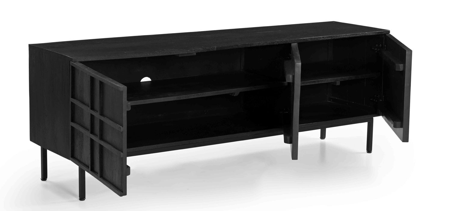 TV Lowboard JEROEN 160 cm Mango Holz schwarz