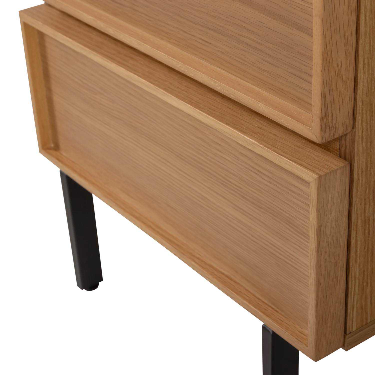 Nachtschränkchen TOURS H 51 cm mit 2 Schublade MDF Melamin beschichtet natur