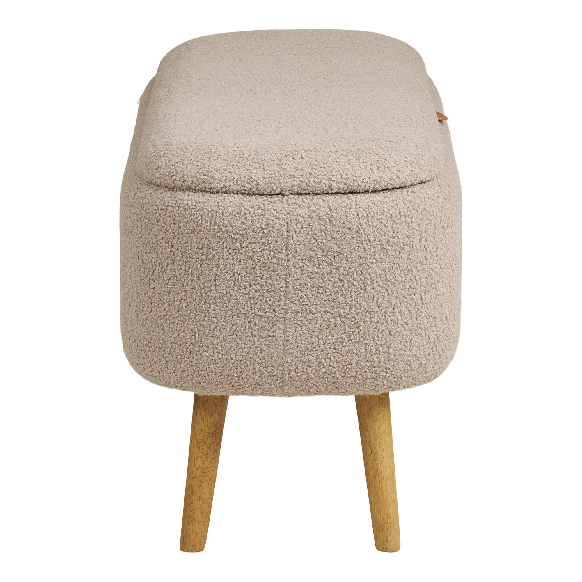 Sitzbank HERNING 95 cm aufklappbar Sitzbezug Bouclé beige Bank