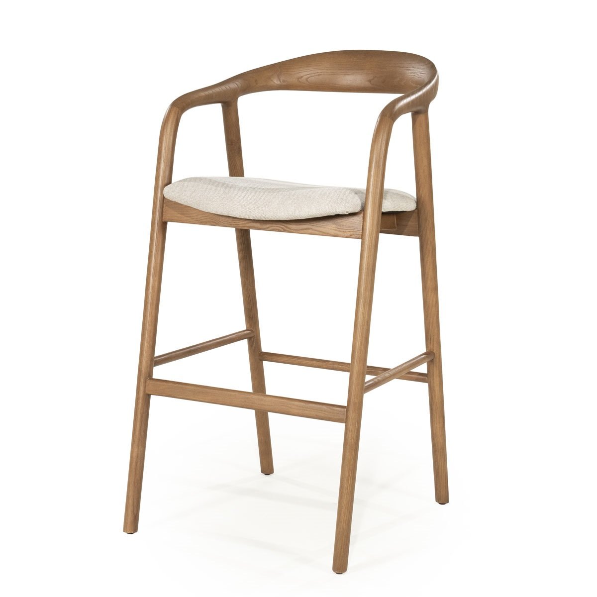 Barstuhl Rayven SH 75 cm Barhocker Esche Massivholz Bezug beige