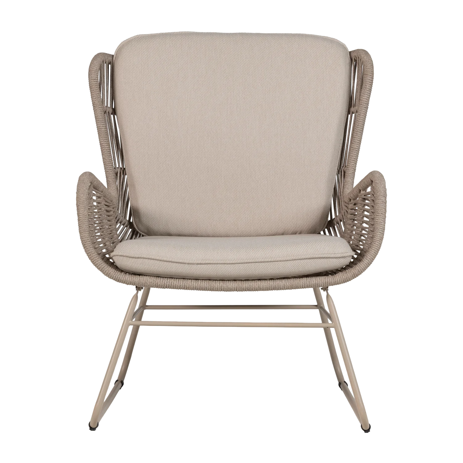 Outdoor Lounge Sessel GRACE sandfarben Gartensessel Metall Geflecht