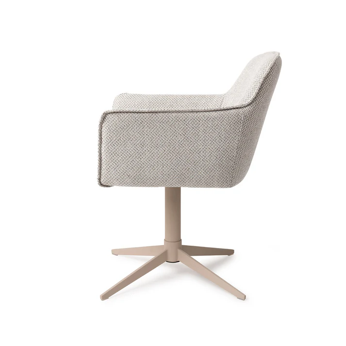 Esszimmerstuhl Hofu – Checkers Charm hellgrau mit Gestell in Metall beige