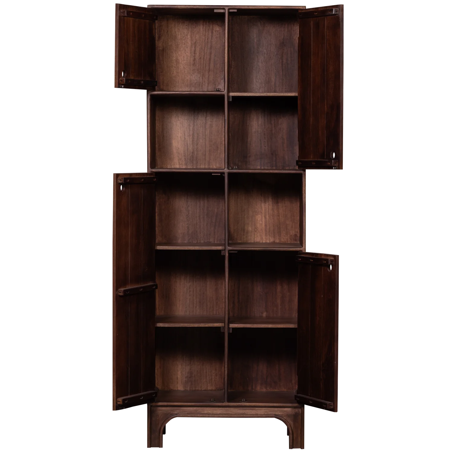 Wandschrank Schrank STAES H 210 cm Mangoholz walnussfarben