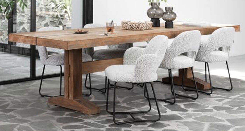 Esszimmerstuhl Vista Bouclé hellgrau Armlehnstuhl