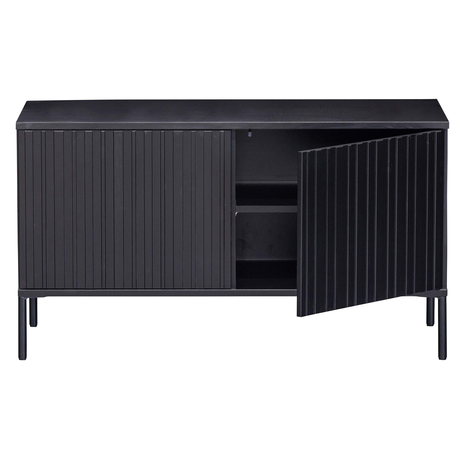 Sideboard Kommode  New Gravure 100 cm Kiefernholz schwarz