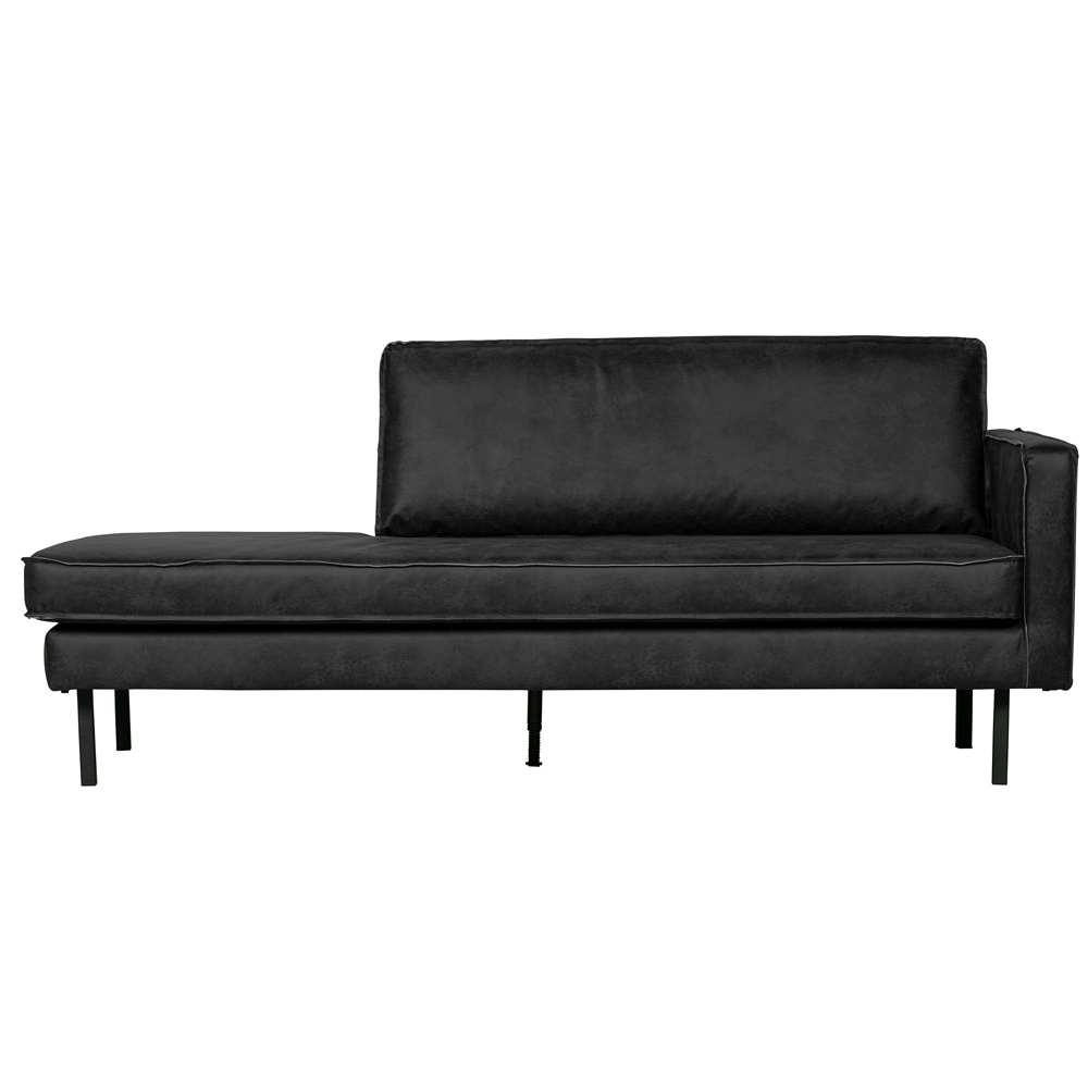 Recamiere RODEO rechts recyceltes Leder schwarz