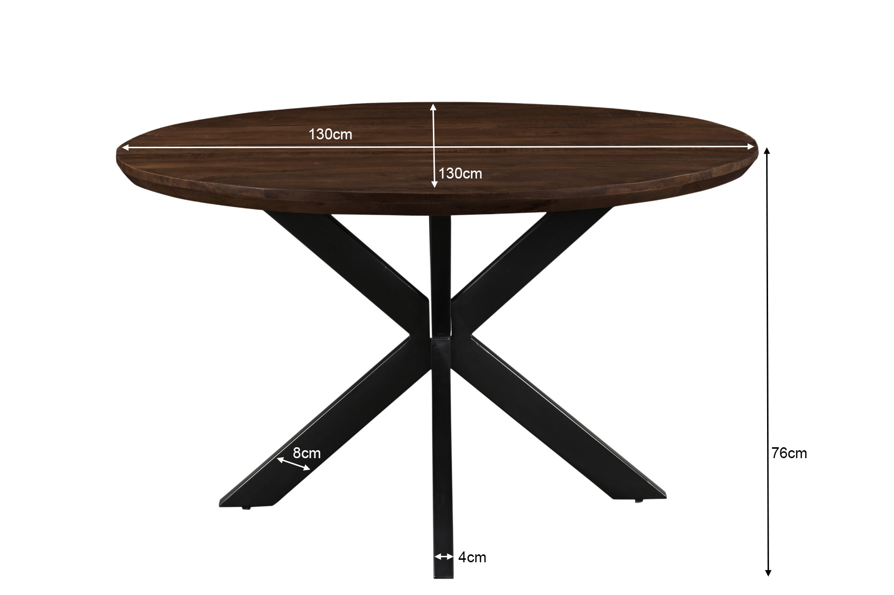 Esstisch Jesper rund Ø 130 cm Mangoholz braun