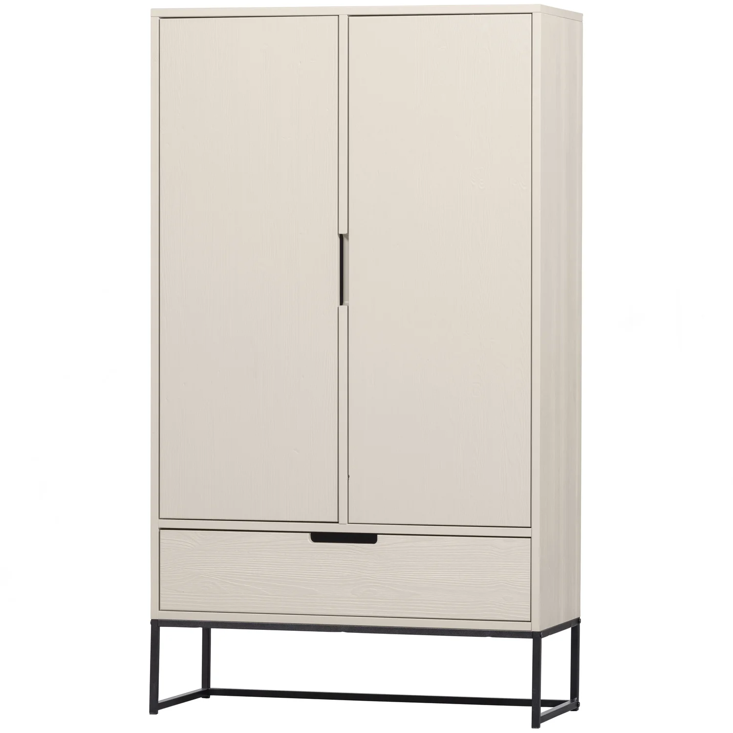 Aufbewahrungsschrank Silas H 149 cm Kiefernholz hellgrau Metall Holzschrank