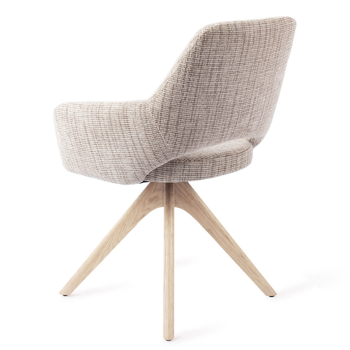 Esszimmerstuhl YANAI drehbar – Caramel mit Gestell in Eiche gebleicht 