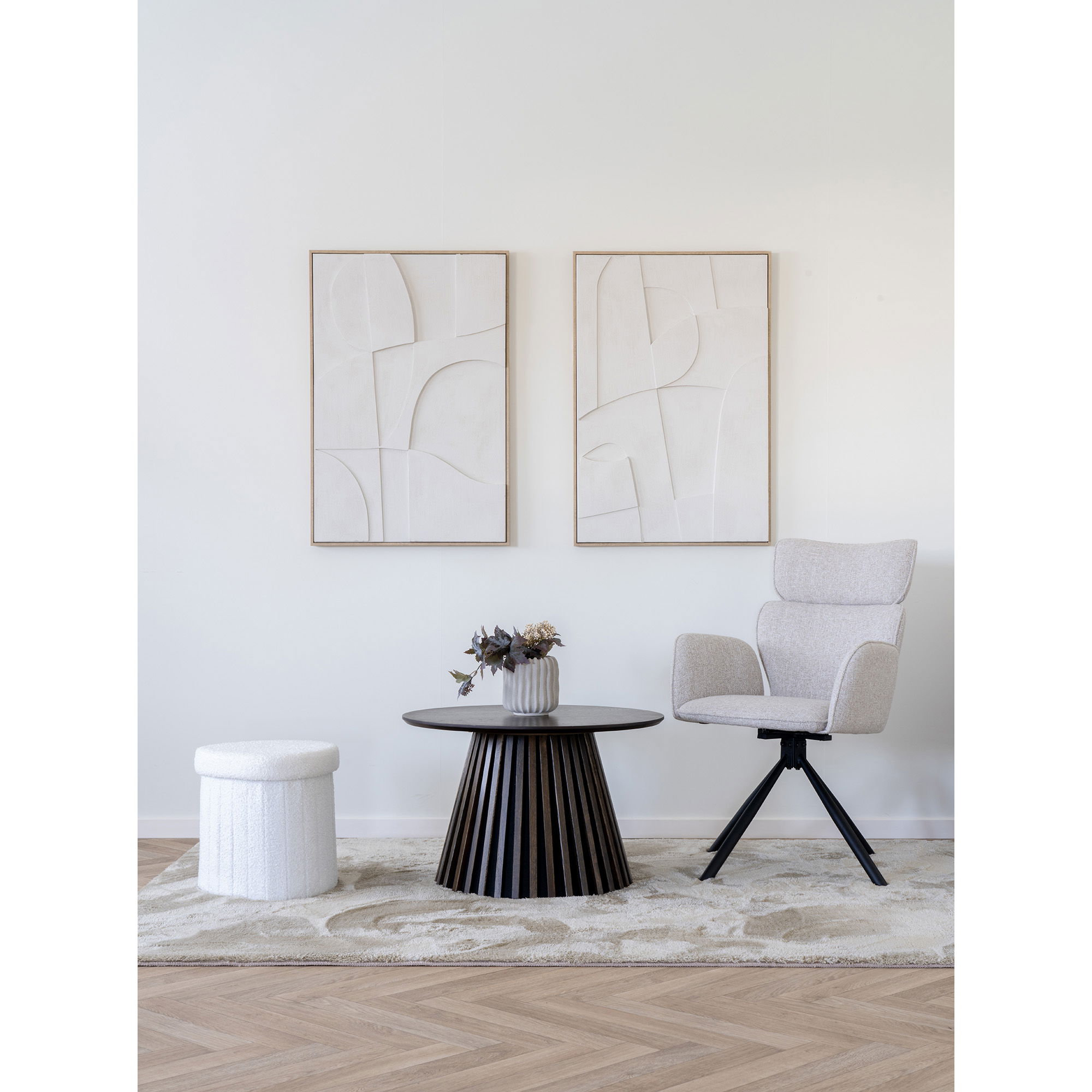 2er Set Armlehnstuhl DENVER Drehfunktion Stoff sand Dinnerstuhl Esstischstuhl