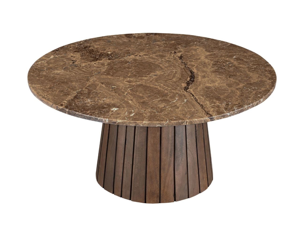 Couchtisch rund  Ø 80 cm Marmortischplatte braun