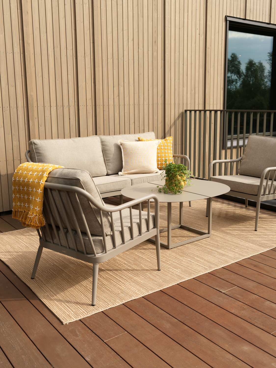 3 Sitzer Gartensofa Sofa Coleville 185 cm mit Kissen Aluminium khaki