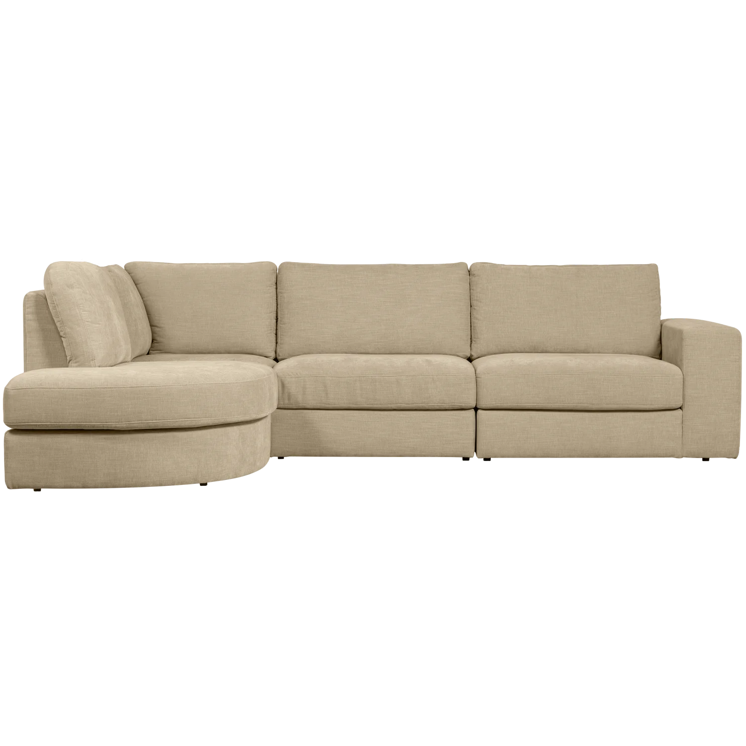 Ecksofa FAMILY Webstoff sand Recamiere mit Rundung links