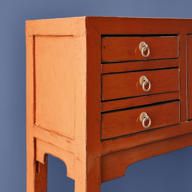 Konsolentisch Majesté 100 cm Ulmen- und Kiefernholz vintage orange