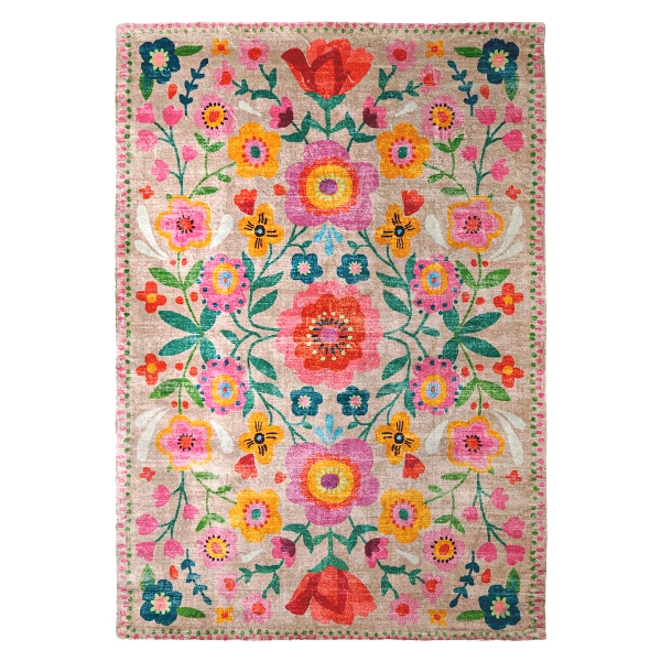 Teppich Amélie mit Blumenmotiv mehrfarbig