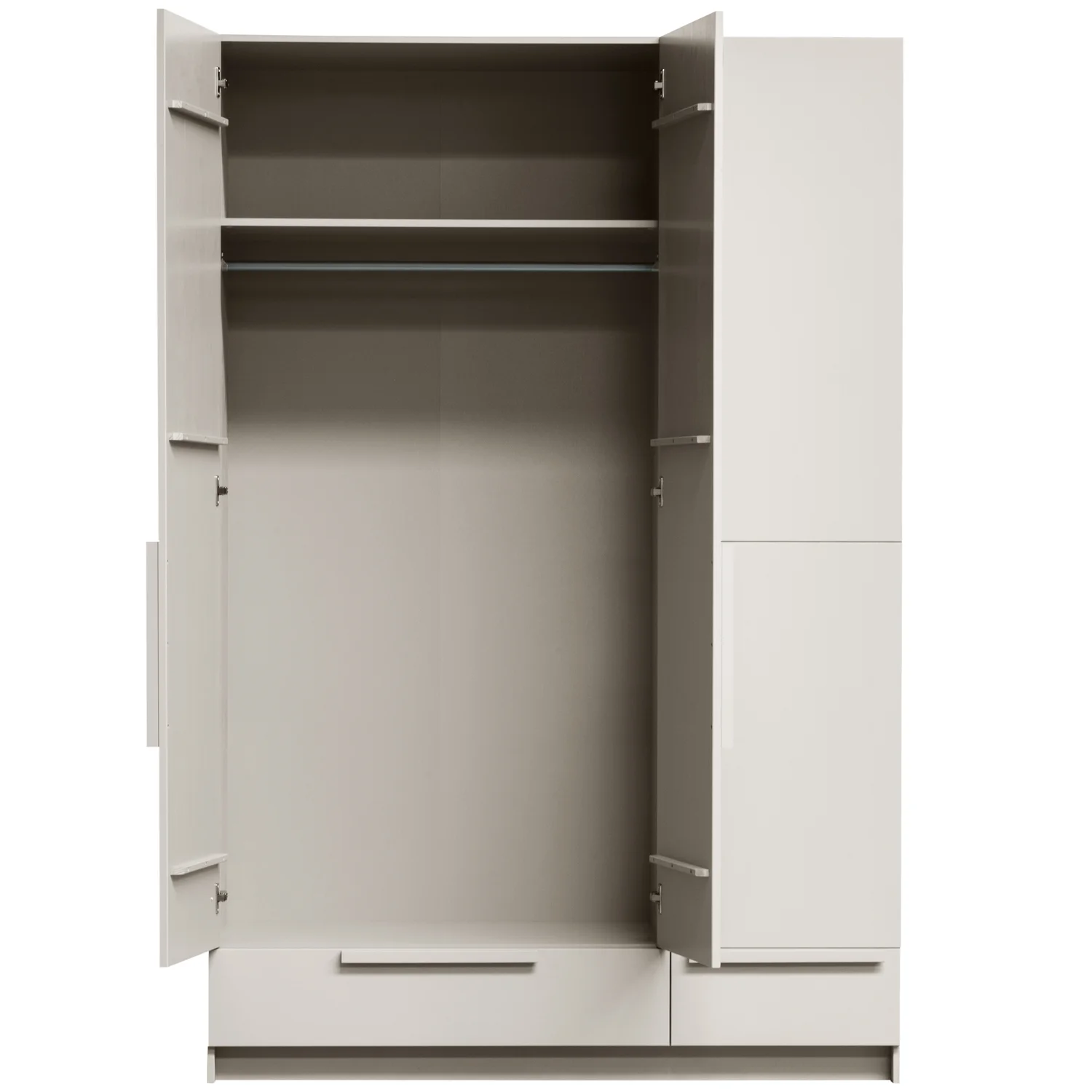 Kleiderschrank PURE B 142 cm 3-türig Kiefernholz staubgrau
