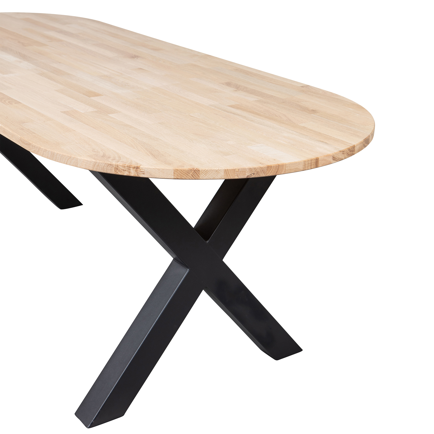 Esstisch 220 x 90 cm oval Eiche Metall X-Beine Tisch