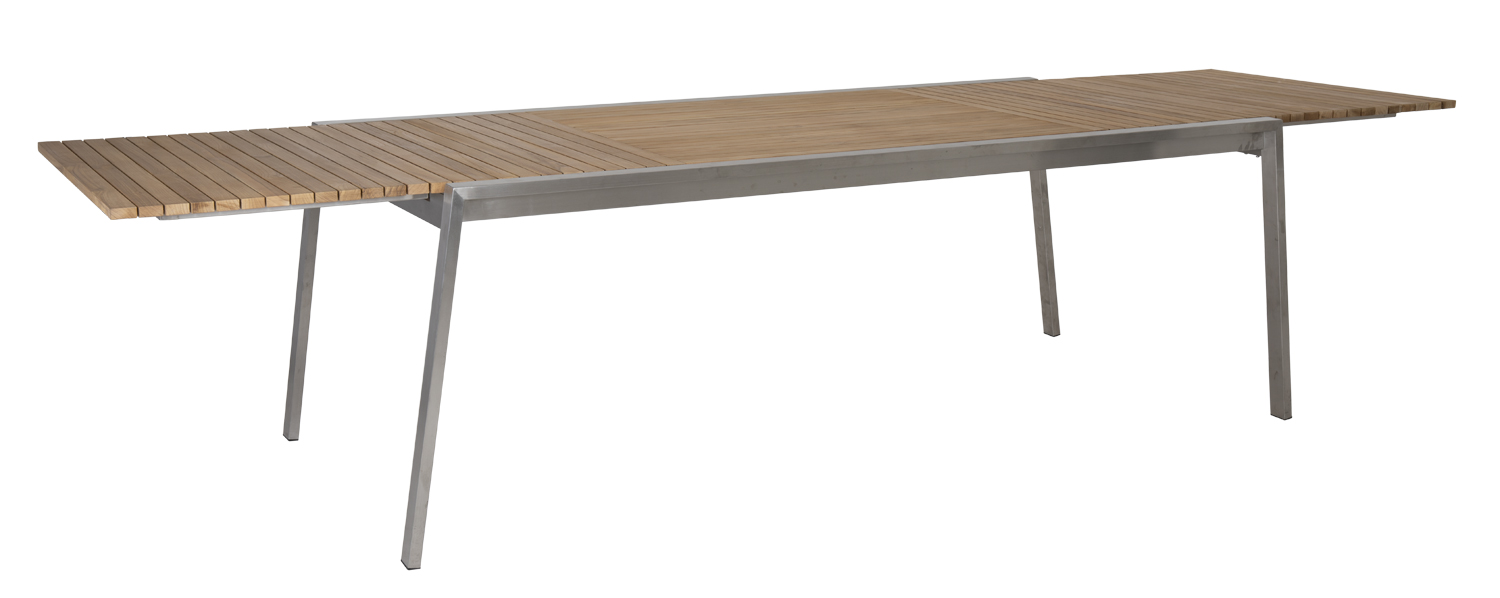 Gartentisch Naos ausziehbar 220 / 320 cm Edelstahl Teakholz
