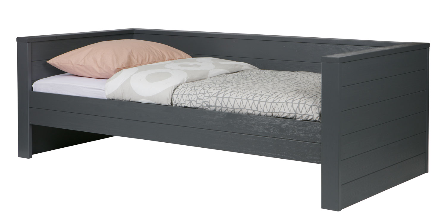 WOOOD Bett Sofabett DENNIS 200 x 90 cm Kiefer stahlgrau