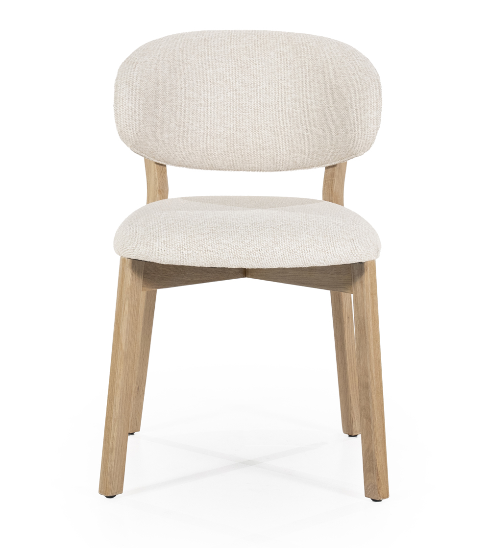 Esszimmerstuhl Stuhl MICKY Stoffbezug beige Beine Eiche