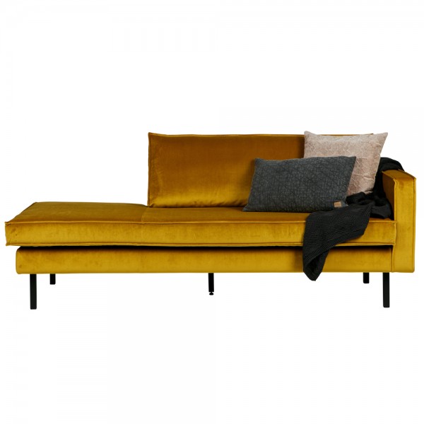 Sofa Chaiselongue RODEO Recamiere Samt ocker rechts Tagesbett