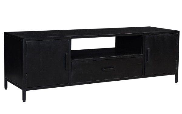 Industrie TV Möbel Kala 180 cm schwarz Mangoholz Metall Lowboard