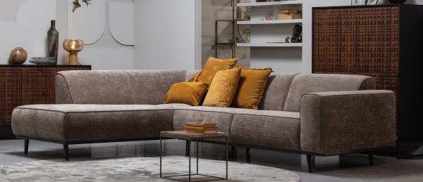 Ecksofa Statement Rib Cord taupe Chaiselongue links