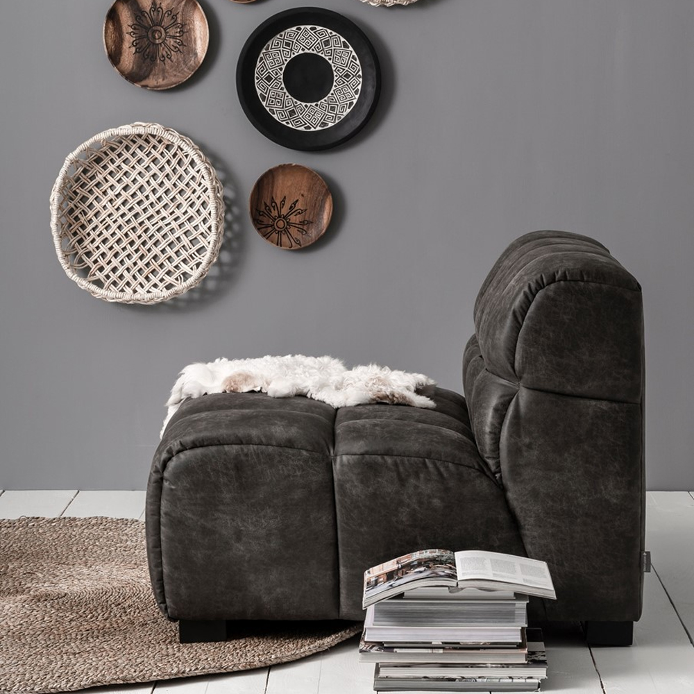 Loveseat Sessel Waves Leder Kohlegrau Loungesessel