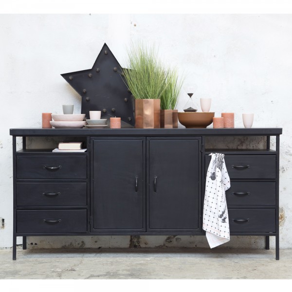 Sammensætning lukke mandskab Industrie Sideboard Kuno 175 cm Metall schwarz Kommode | Maison ESTO Ihr  großer Möbel Online-Shop