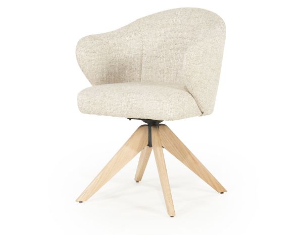 Esszimmer Stuhl Connor drehbar Eiche Stoff beige