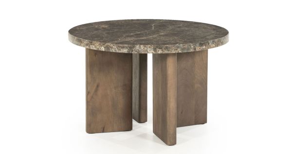 Couchtisch Lando rund Ø 60 cm Mango Holz Marmor