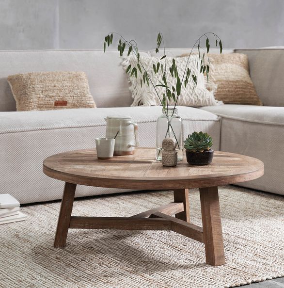 Couchtisch Monastery rund Ø 90 cm recyceltes Teakholz