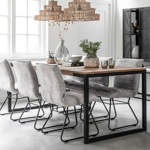 MUST Living Esstisch Elemental 160 x 90 cm Teak Holz Metall