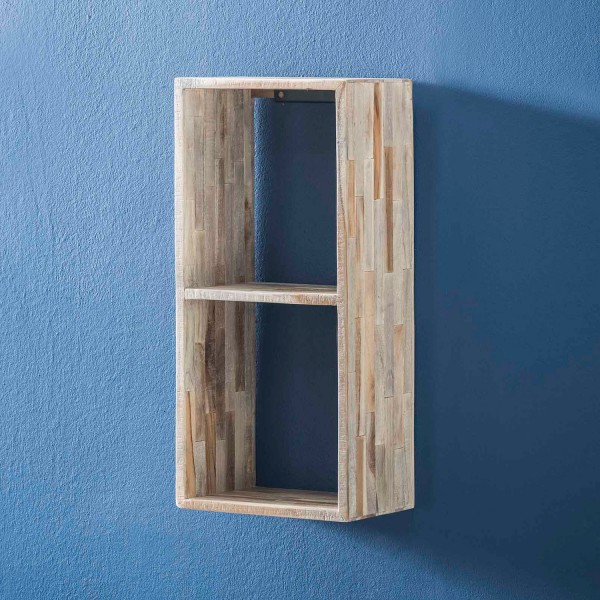 Wandregal 65 cm hoch Teakholz verwittert Regal