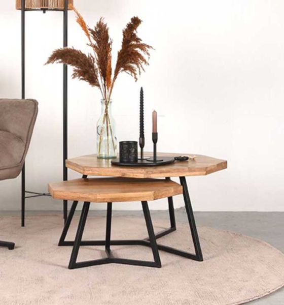 Couchtisch 2´er Set FEGUR 70x70x40 cm Mango Holz