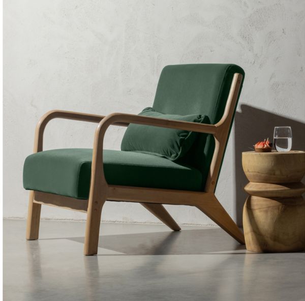 woood Lounge Sessel Mark Samt grün